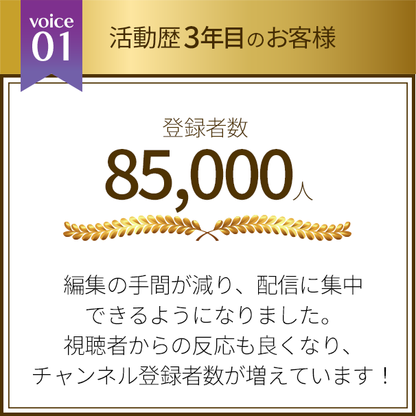 活動歴3年登録者数8万5千人のVtuberによる実績画像